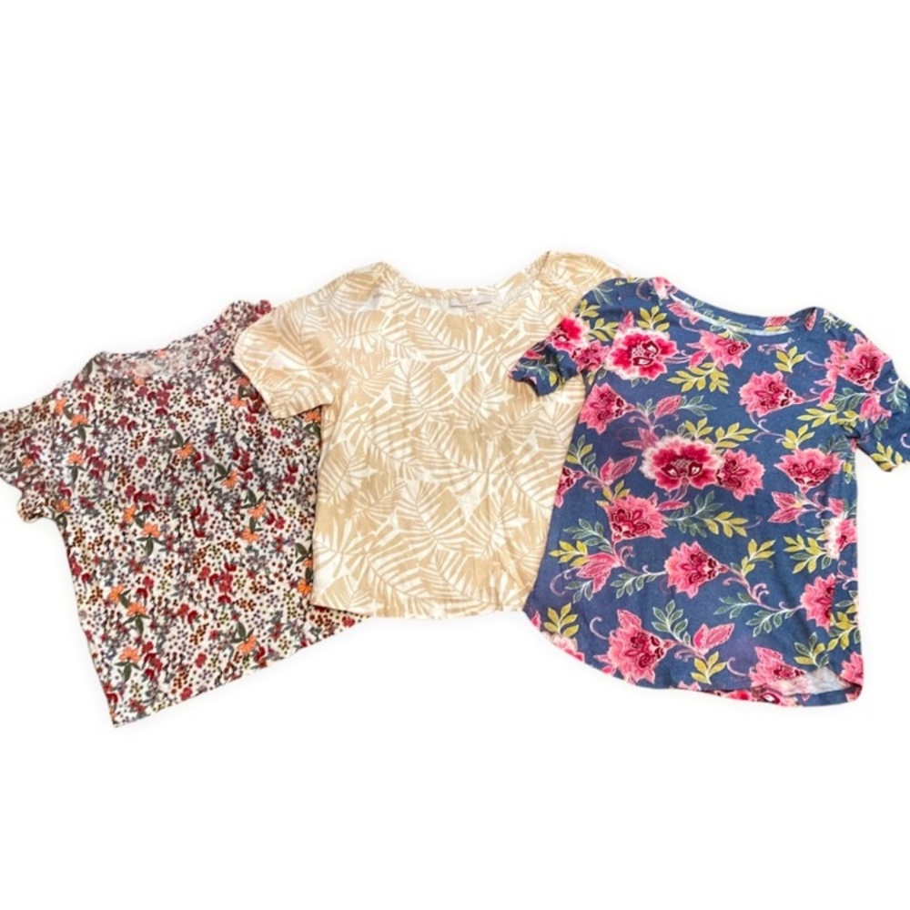 Loft T-shirt lot bundle of 3 floral short sleeve shirts size xs
